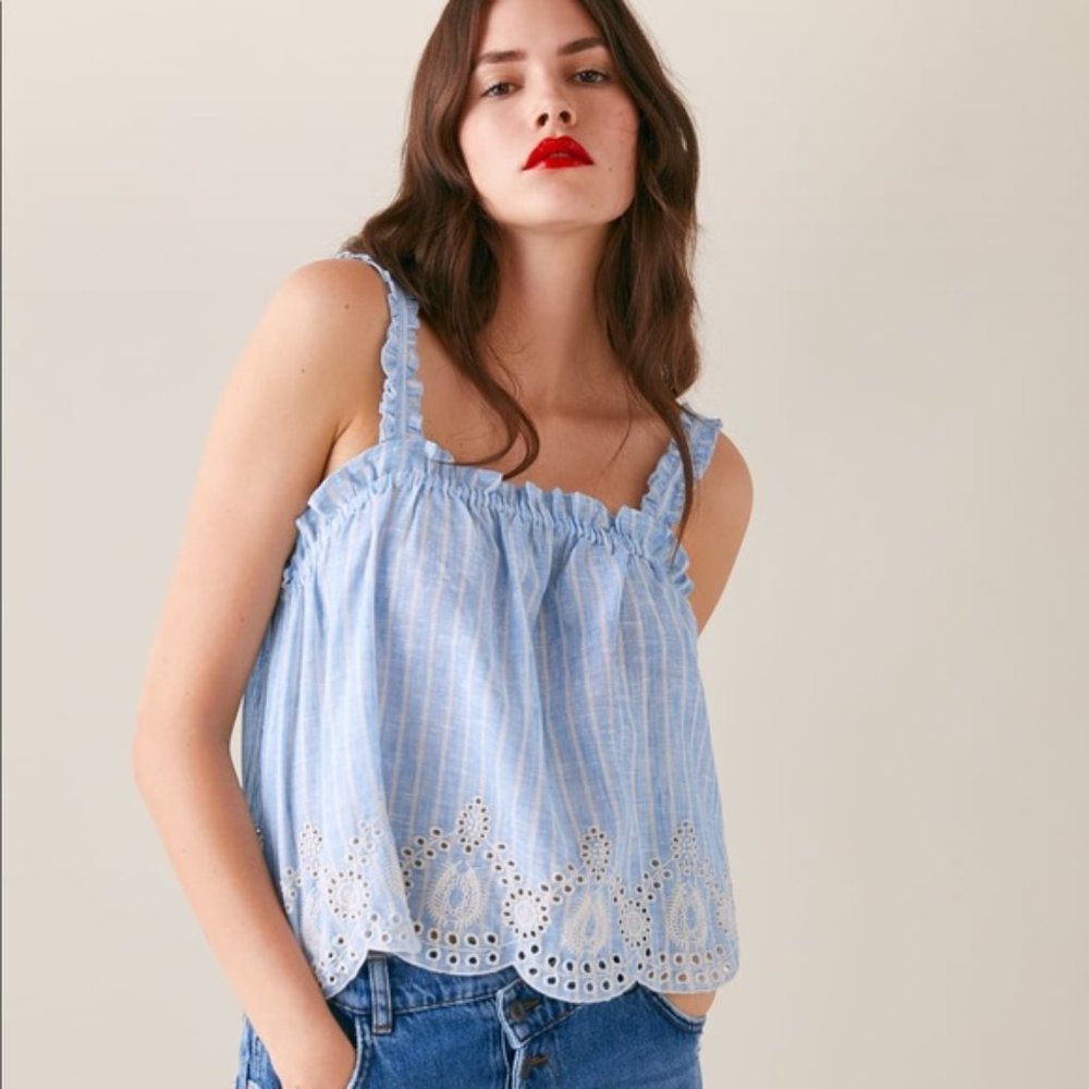ZARA STRIPED RUFFLED TOP